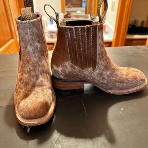 Real cow hide square toe booties